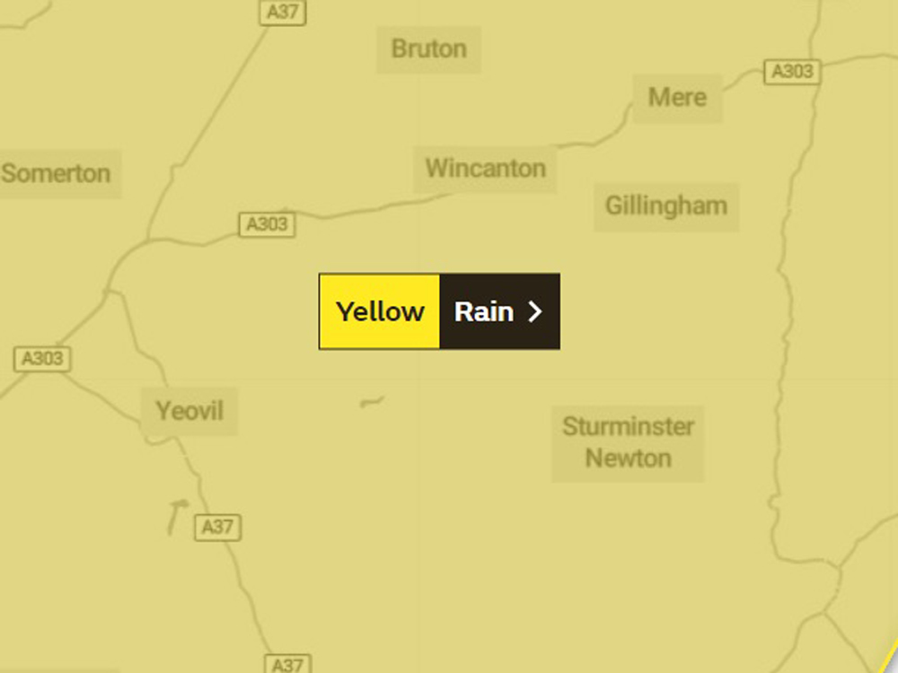 Weather warning for rain. Photo: Met Office