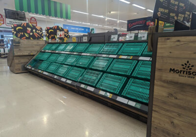 Empty shelves at Morrisons in Wincanton
