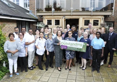 Staff, residents, families and friends celebrated the CQC rating at a Tea at the Ritz party