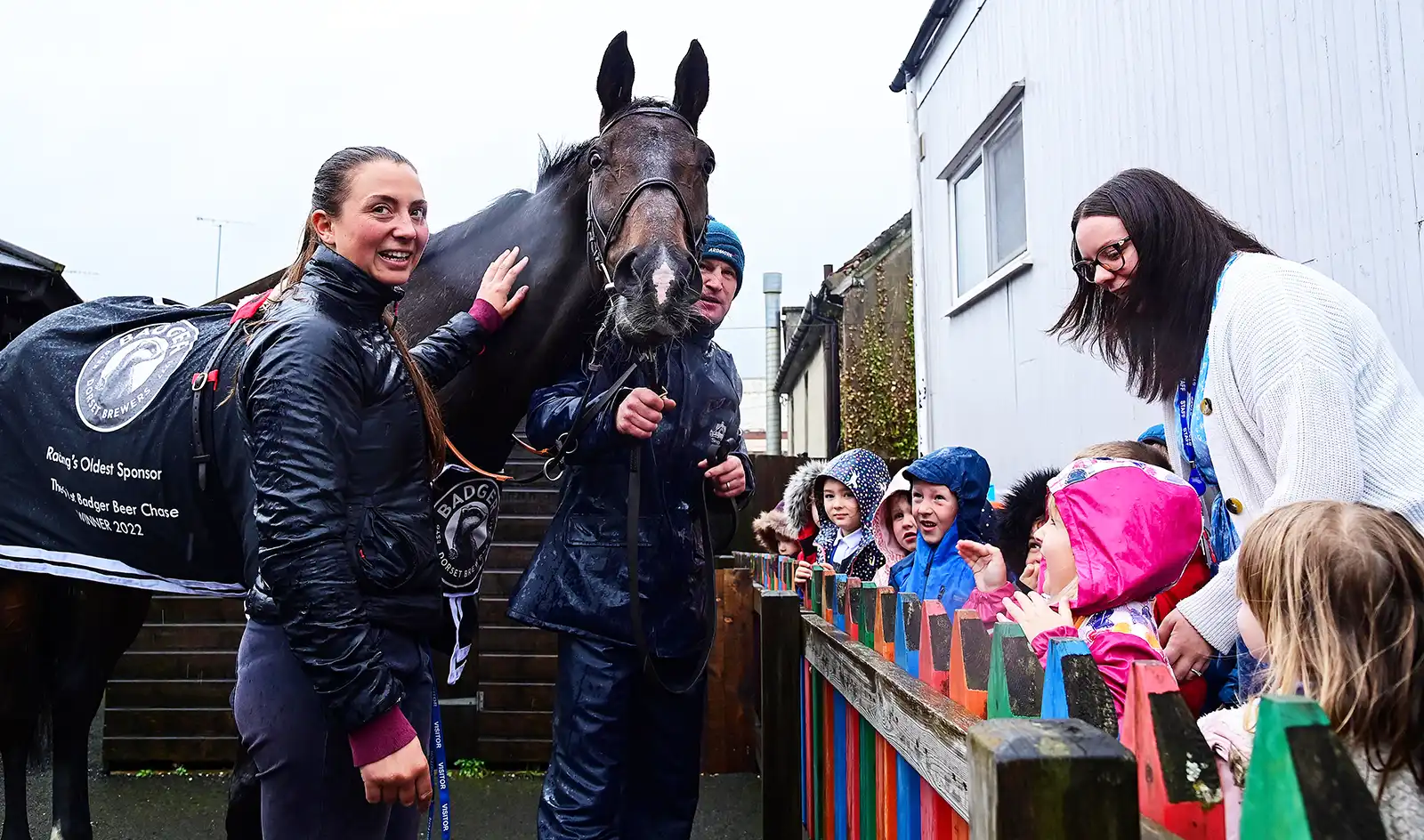 Pupils got to get up close to the superstar racehorse