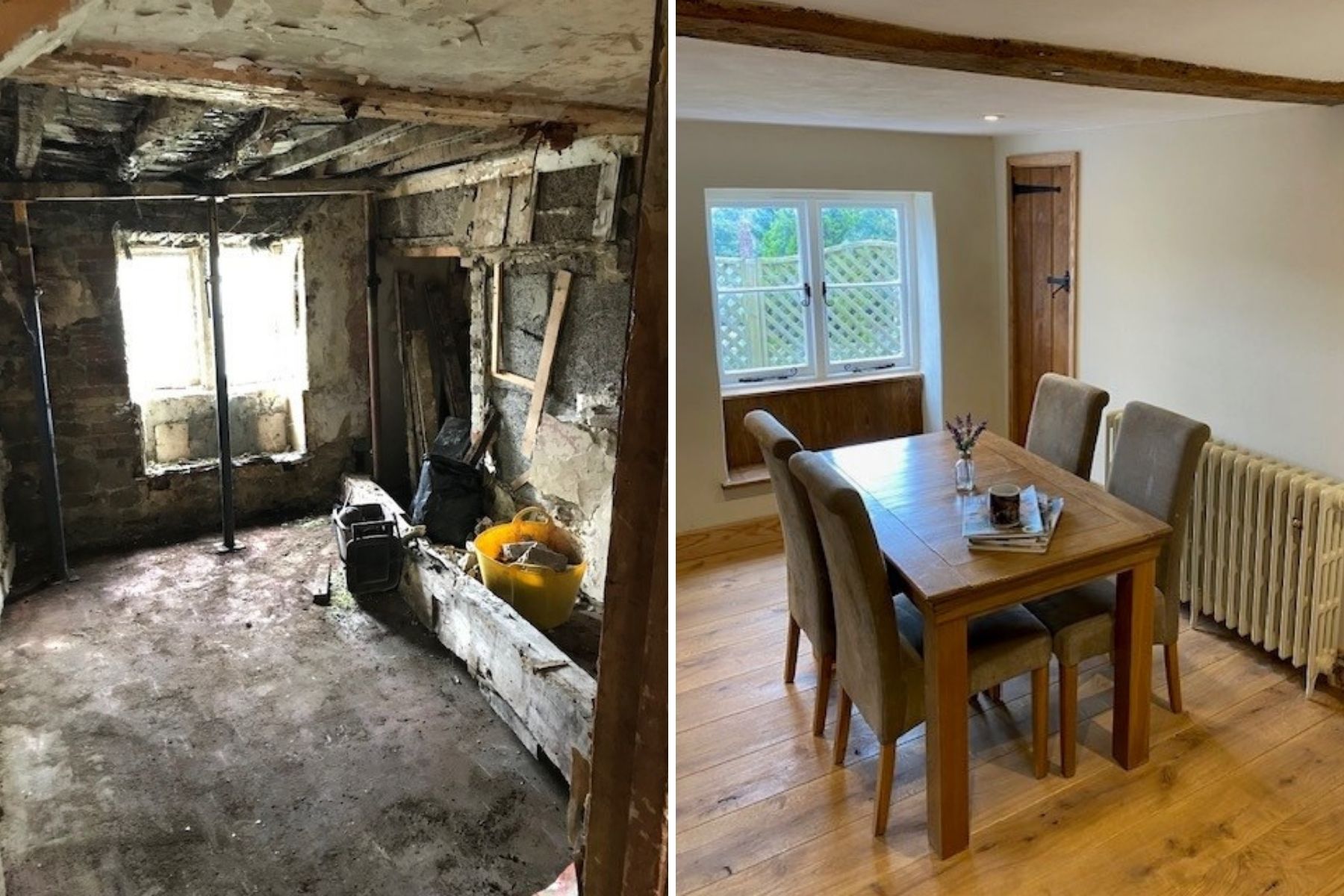 Before and after restoration work at the property in Gold Hill, Shaftesbury. Pictures: Dorset Council