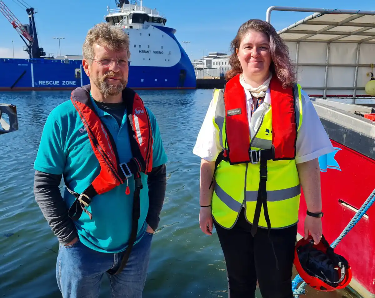 Mark with Alex McIntosh, harbour master at Aberdeen