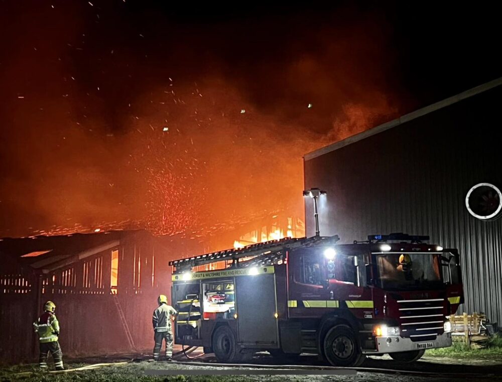 Fire crews are tackling the blaze at Melcombe Bingham. Picture: Blandford Fire Station