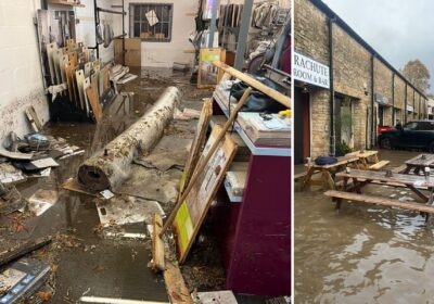 LS Flooring, left, and the Parachute Tap Room & Bar were among companies hit by the flooding in Sherborne