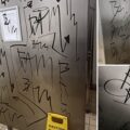 The graffiti is "appearing daily" in the toilet blocks in Sherborne. Pictures: Wiltshire Police