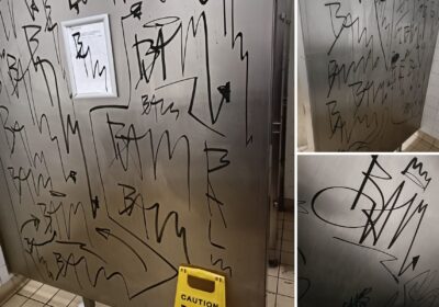 The graffiti is "appearing daily" in the toilet blocks in Sherborne. Pictures: Wiltshire Police