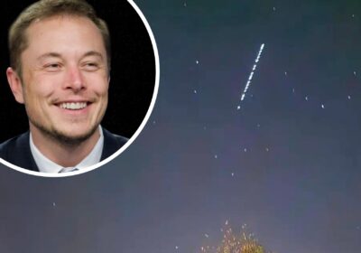 The lights were Starlink satellites sent up by the Elon Musk company SpaceX
