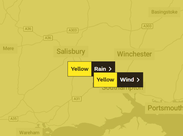 A weather warning is in place for much of Wiltshire on Wednesday and Thursday (November 1 and 2). Picture: Met Office