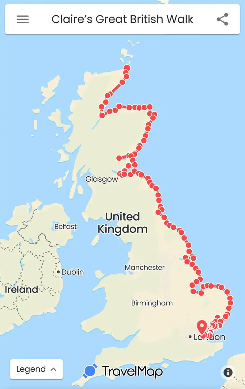 Claire has given herself a year to walk the entire coast