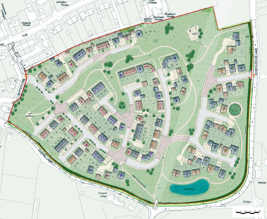 An indication of the possible layout of some 120 homes at Butts Close, Marnhull. Picture: Bright Spaces/Dorset Council