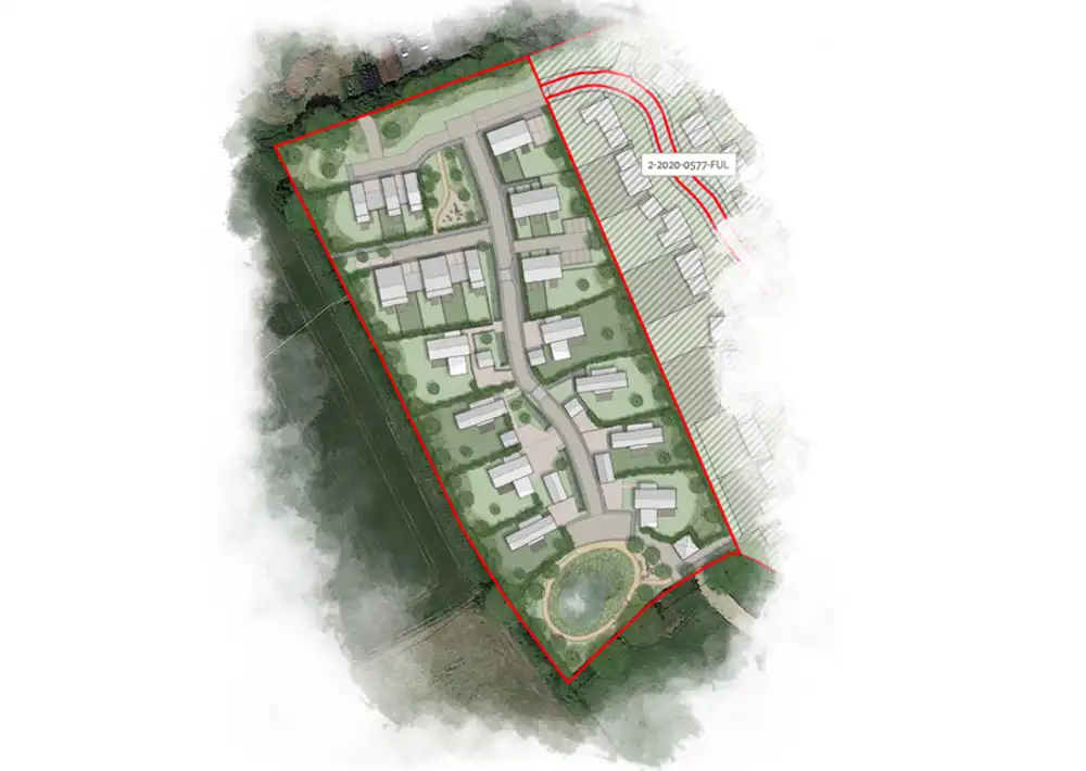 An indicative layout of the proposed homes at Fontmell Magna. Picture: LHC Design/Dorset Council