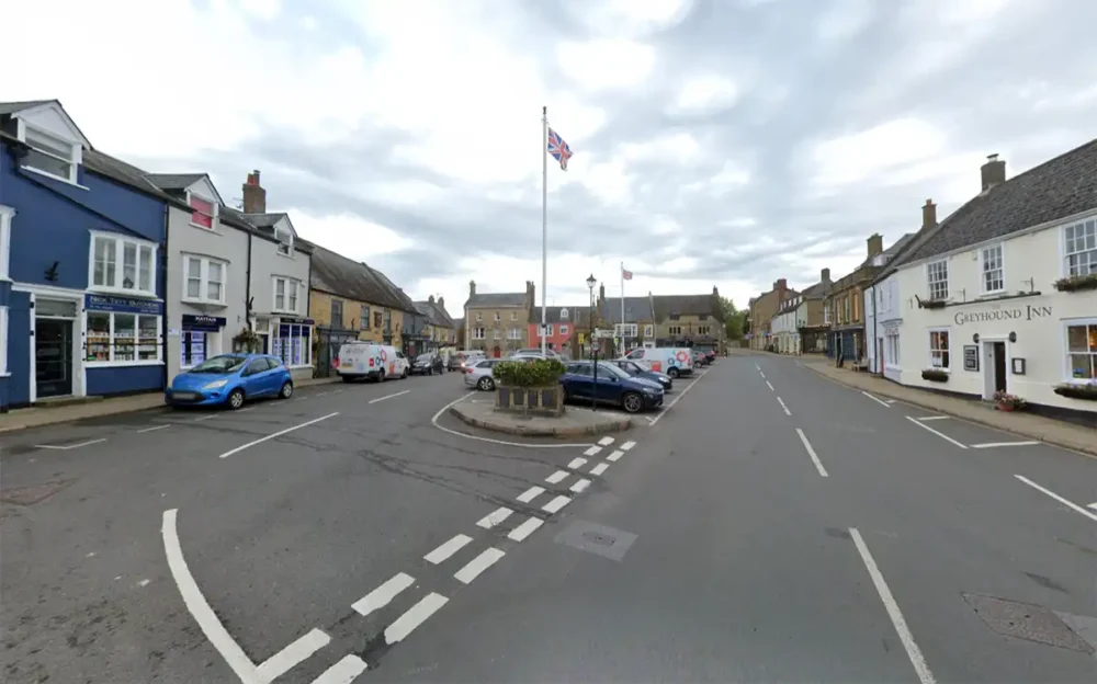 The crash happened in The Square, Beaminster, on Saturday evening. Picture: Google