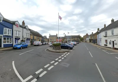 The crash happened in The Square, Beaminster, on Saturday evening. Picture: Google