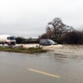 Floodwater on the A303 in Somerset. Picture: National Highways