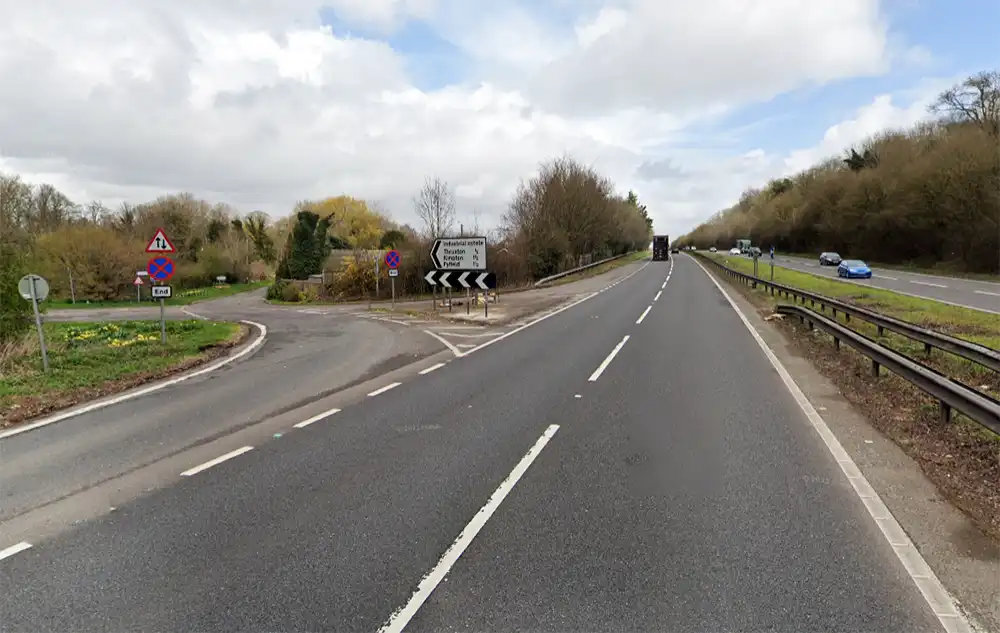 The crash happened on the A303 near Thruxton. Picture: Google