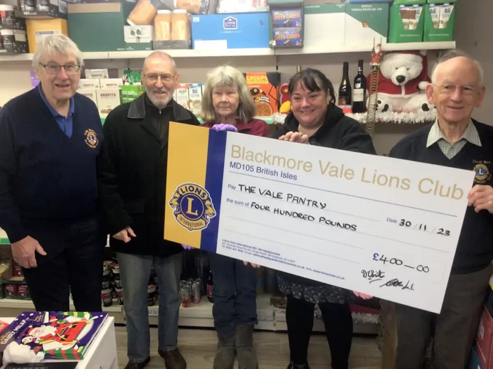 The cheque is handed over at The Vale Pantry