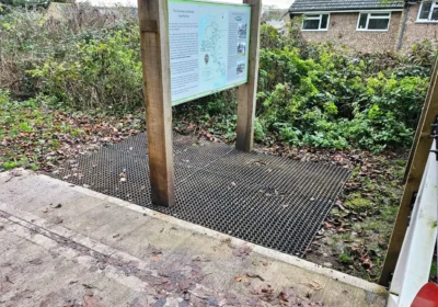 The matting has been recycled for use around information boards in Sturminster Newton