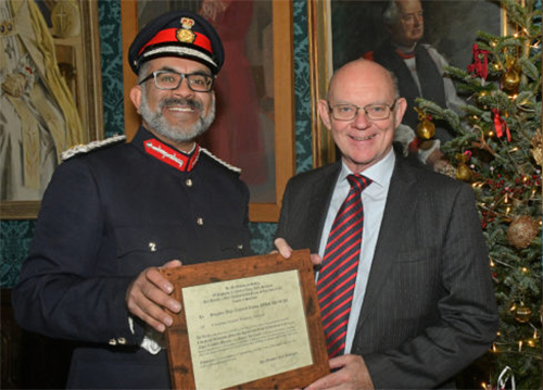 Nigel Beacom, Somerset Deputy Lieutenant, with Lord Lieutenant Mohammed Saddiq