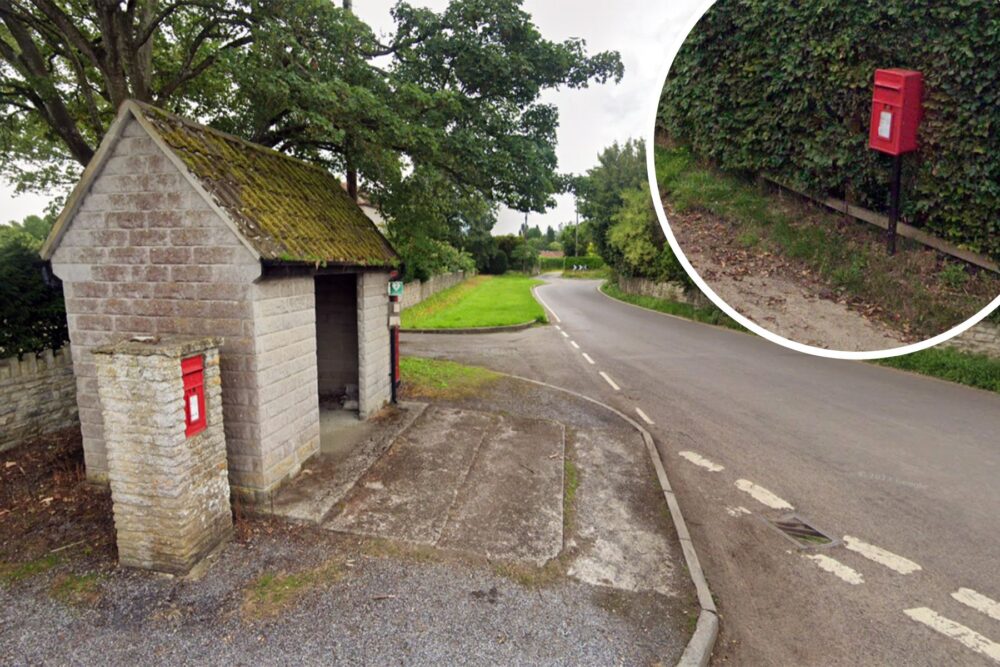 Post boxes in Babcary and, inset, Cary Fitzpaine. Pictures: Google