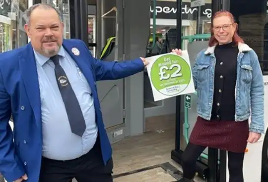 David Edon, South West Coaches and Linda Snelling, Lead of Yeovil Bus Users Group, Taunton Bus Users Group, Member of Somerset Bus Partnership