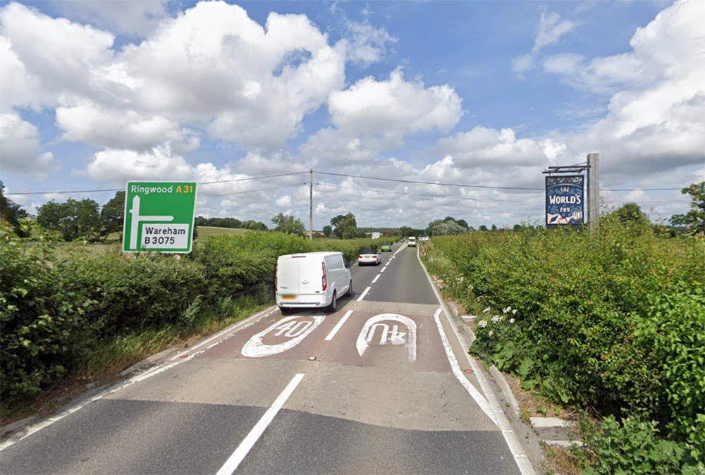 The woman was reportedly picked up on the A31 near the World's End, at Almer. Picture: Google