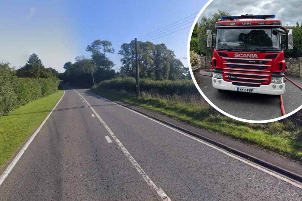 Fire crews rescued three people from cars in flood water on the A37 at Lydford on Fosse. Picture: Google