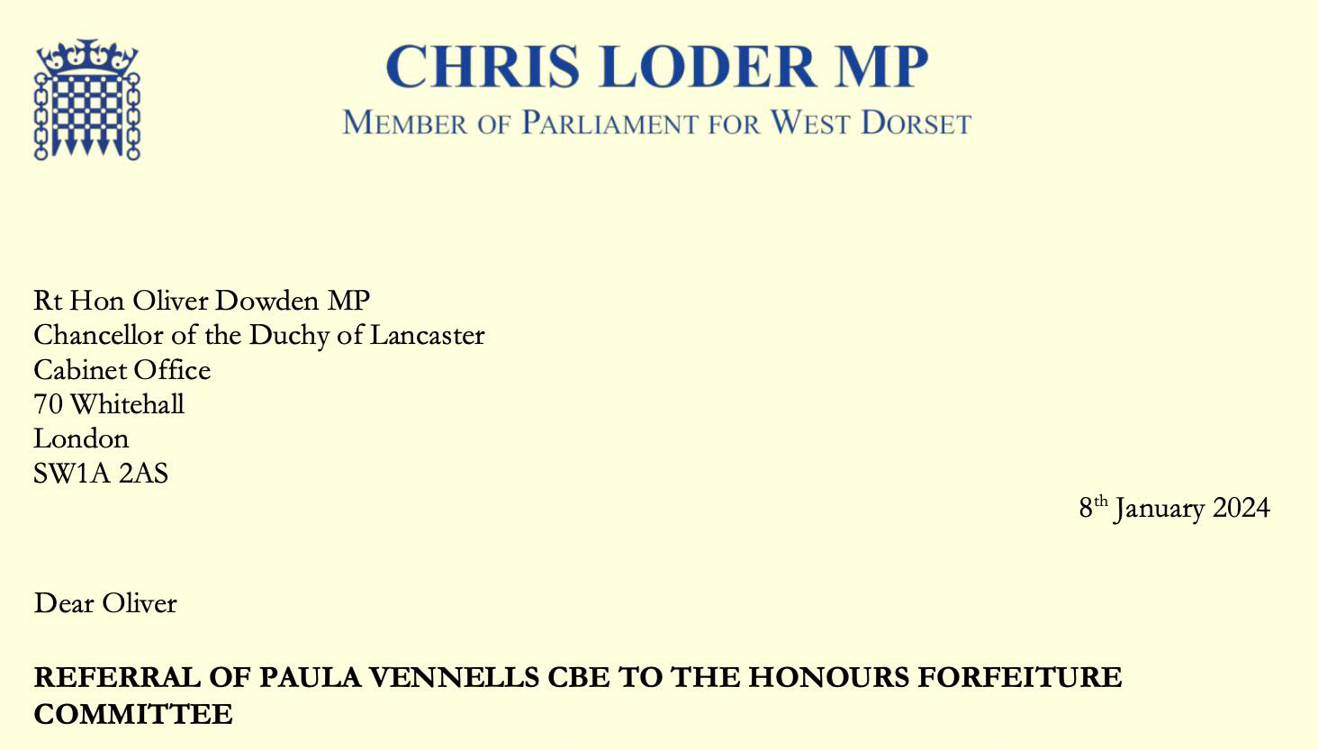 Click the image to read Chris Loder MP's letter in full (opens in new window)