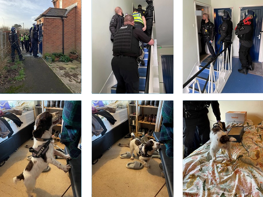 Dorset Police carried out the raids in Bridport on Wednesday morning