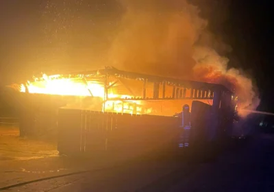 The building, as well as vehicles, was badly damaged in the fire. Pictures: Maiden Newton Fire Station
