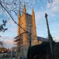Scaffolding is going up at Mere church. Picture: George Jeans