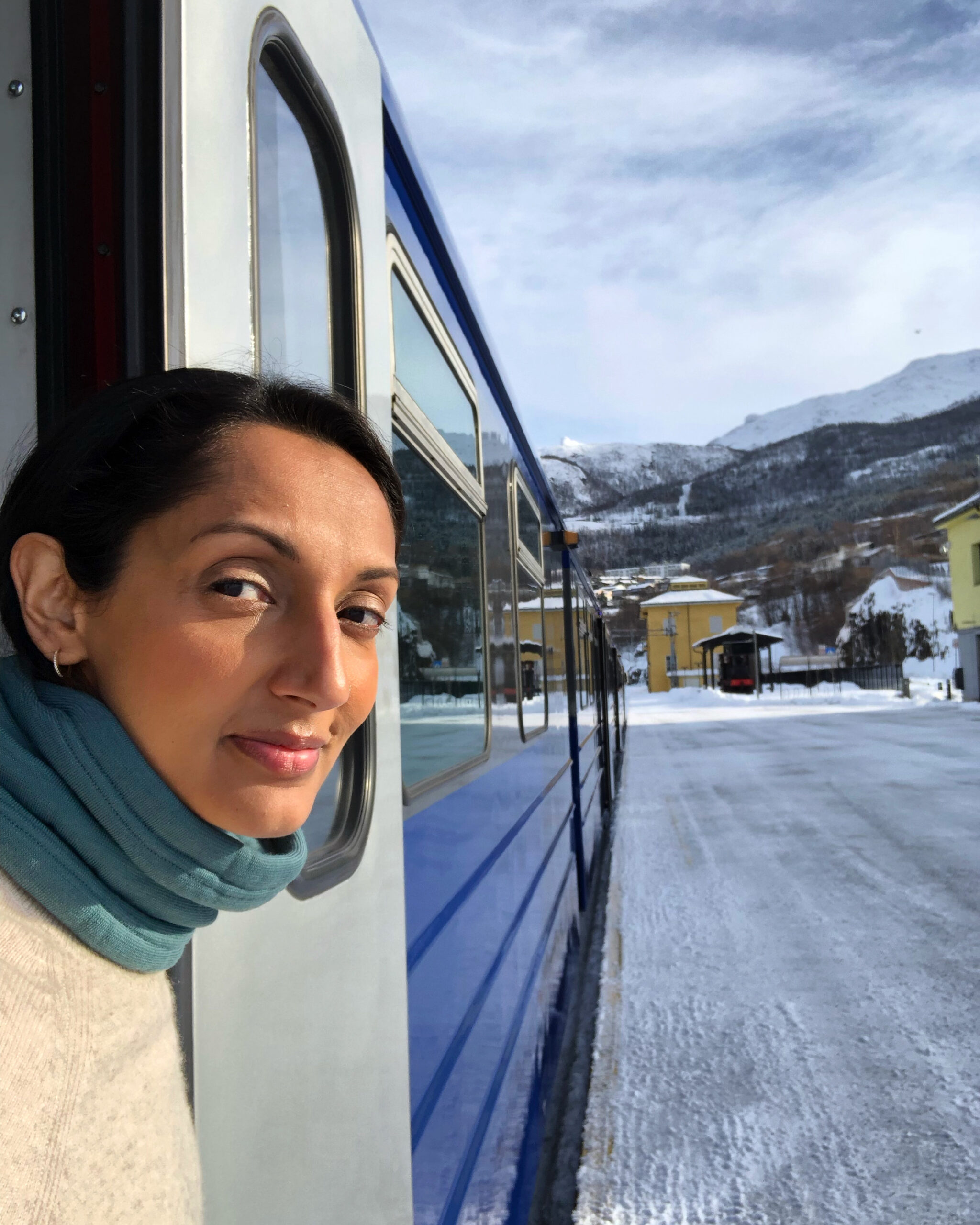 Monisha Rajesh, author of Around the World in 80 Trains, at the Arctic Circle
