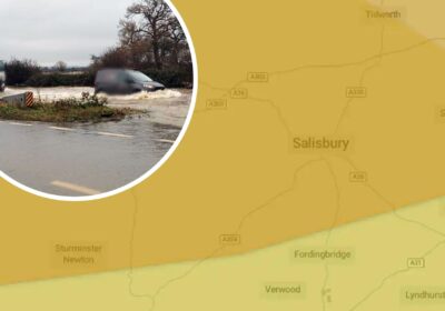 Heavy rain and strong winds are set to continue into this evening in Somerset, Dorset and Wiltshire. Picture: Met Office