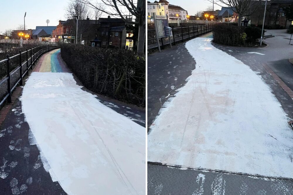 The Rainbow Path, in Goodland Gardens, Taunton, has been vandalised. Pictures: Taunton Town Council