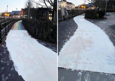 The Rainbow Path, in Goodland Gardens, Taunton, has been vandalised. Pictures: Taunton Town Council