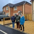 Cllr Jane Somper with Gerald Duke, vice chair of East Boro Housing Trust and Cllr Jill Haynes at the development in Buckland Newton