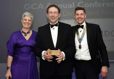 From left to right; Immediate Past GCA Chairman, Tammy Woodhouse, Mike Burks, managing director of The Gardens Group, and William Blake, GCA chair. Picture: Garden Centre Association