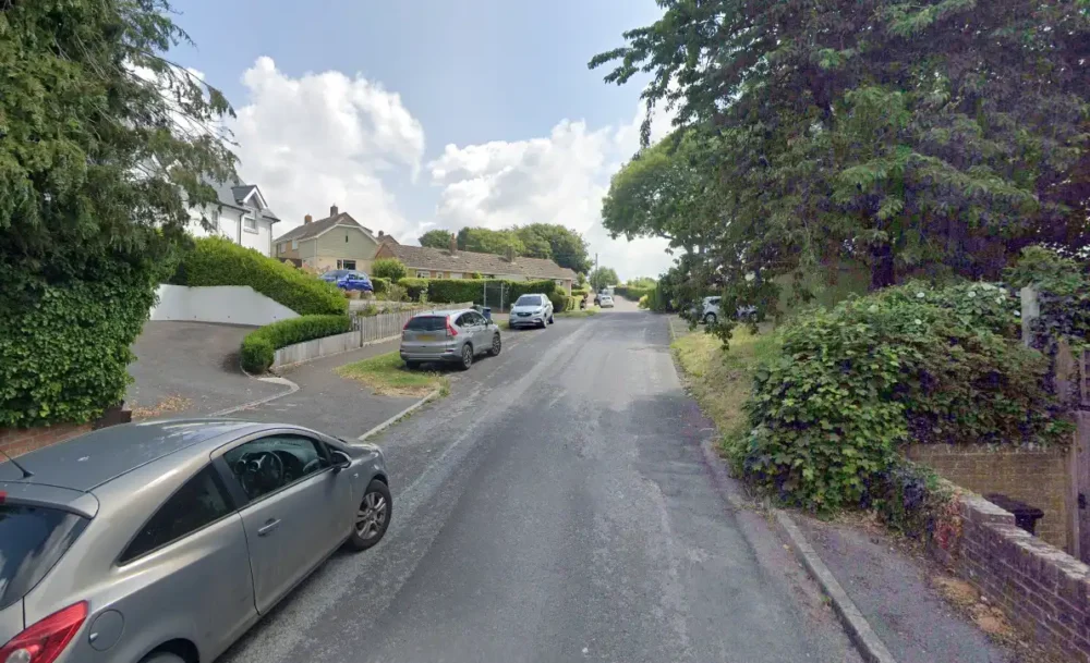 The men were disturbed while breaking into an outbuilding in Portman Road, Pimperne. Picture: Google