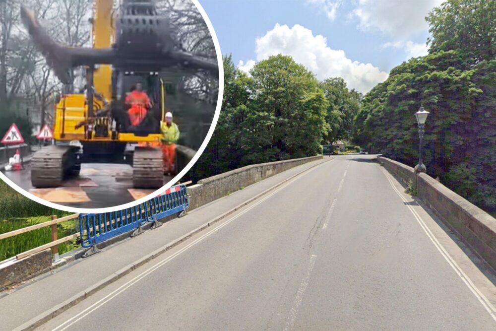 Blandford Bridge was closed for several hours while a stuck fallen tree was removed