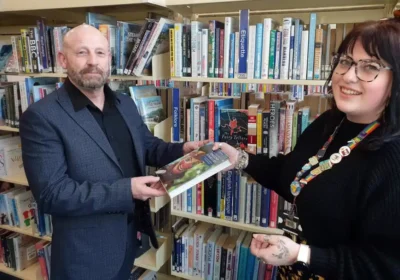 Damian Cranny with Hannah Roberts at Poole Library. Picture: Dorset Police