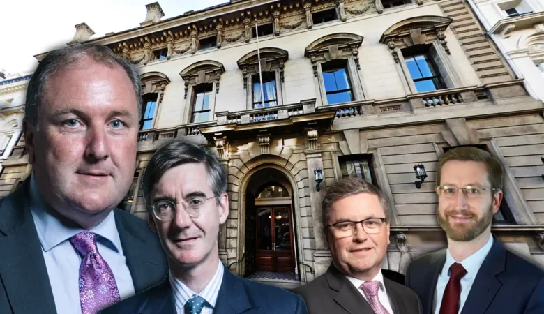 From left: Simon Hoare, Jacob Rees-Mogg, Robert Buckland and Simon Case, who were all revealed to be members of the male-only Garrick Club in London