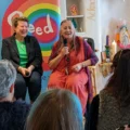 MP Sarah Dyke, left, with Lynne Franks at SEED in Wincanton