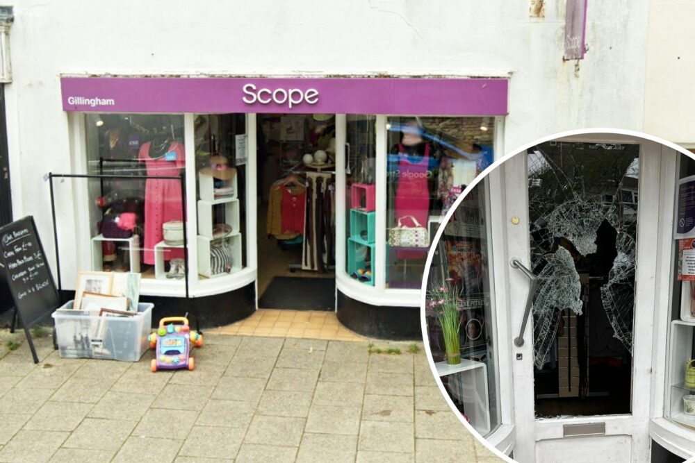 The door at Scope, in Gillingham High Street, was one of those damaged. Picture: Google/FB