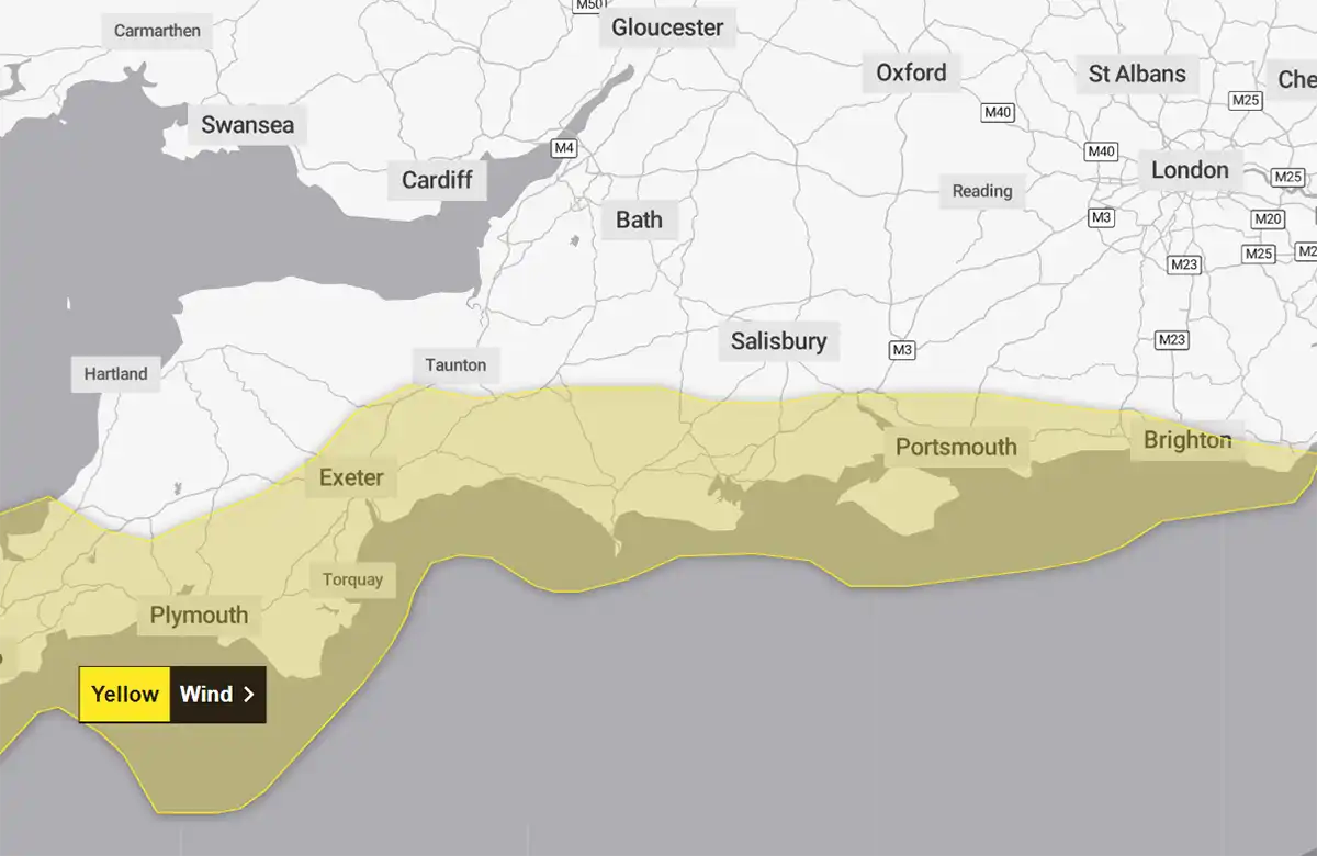 A weather warning is in place between 7am and 6pm on Thursday. Picture: Met Office