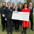 From left to right: Ryan Winter, Kat Perham – Section Leader, Mo Kingshott, Marzena Kirton Darling, Neil Stuart, John Ranger – Specialist Operations Manager at Yeovil Crematorium, with Victoria Poole, Funding Manager – Mind in Somerset