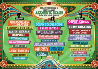 The line-up for the Acoustic Stage at Glastonbury 2024
