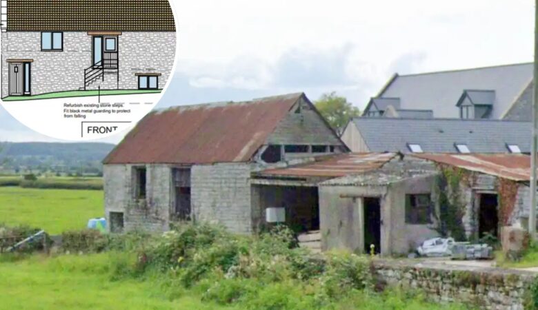 The derelict barn in West Pennard could be converted into a holiday let. Pictures: Google/MPR/Somerset Council