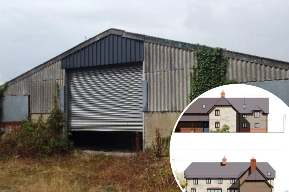 The barn in Chantry, near Frome, could be demolished and replaced by five homes