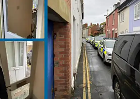 Police executed a warrant at property in St Michael's Lane, Bridport. Picture: Dorset Police