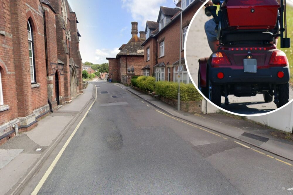 The crash happened in The Tabernacle, Blandford, leaving a man in his 90s with serious injuries