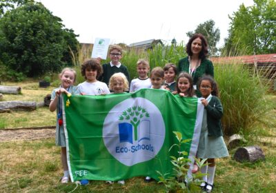 Teacher Fran Ellis, with the school's Eco Committee Picture: Sherborne Primary School